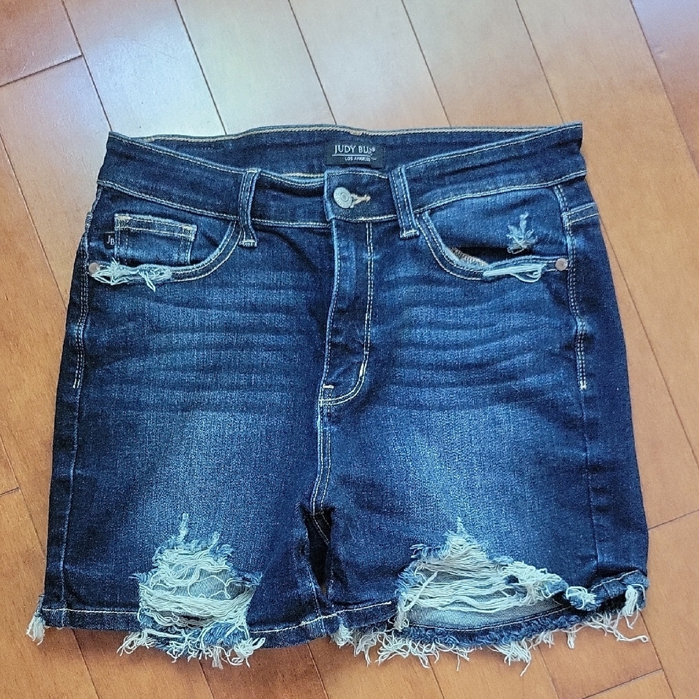 Judy Blue Dark Wash Distressed Shorts